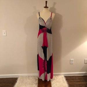 Radzoli Blue & Pink Sleeveless Maxi SunDress